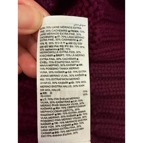 Banana Republic Chunky Cable Knit Merino Wool Cashmere Sweater Turtleneck Large - Picture 9 of 13